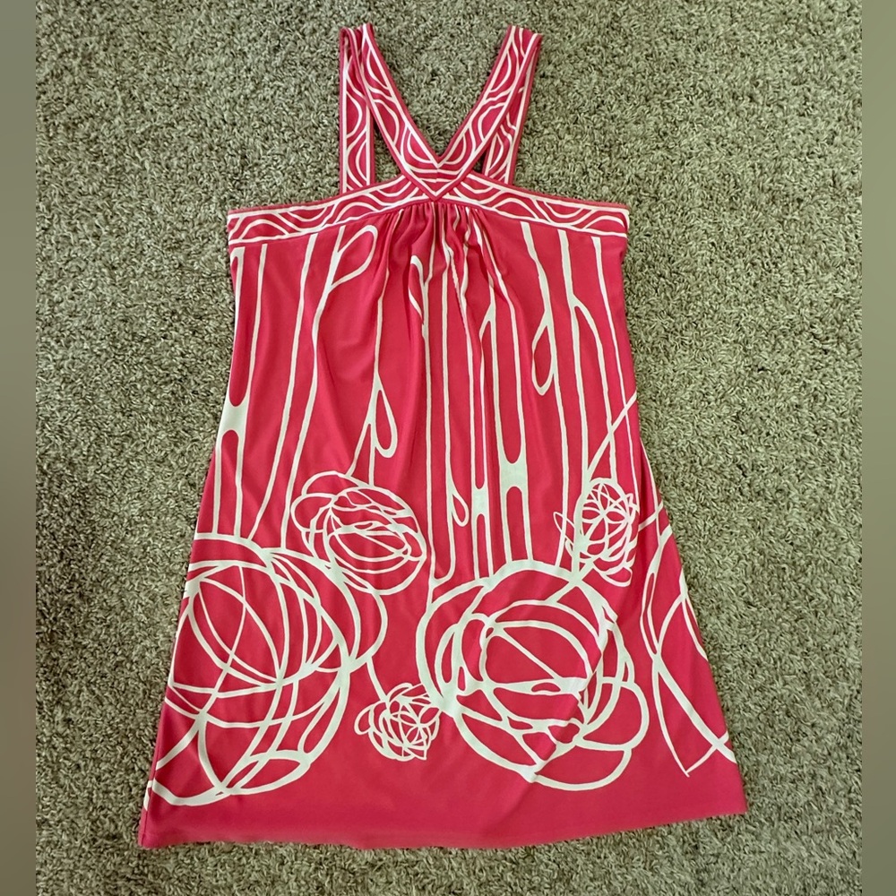 BCBGMaxAzria Pink and White Patterned Dress